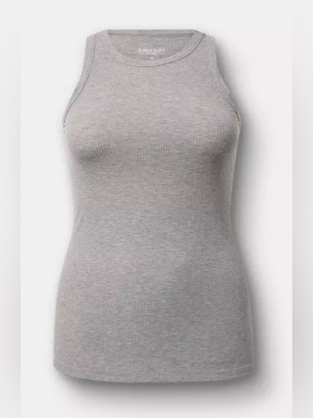 #x512 - Torrid Super Soft Rib High Neck Tank Top Heather Gray Sleeveless